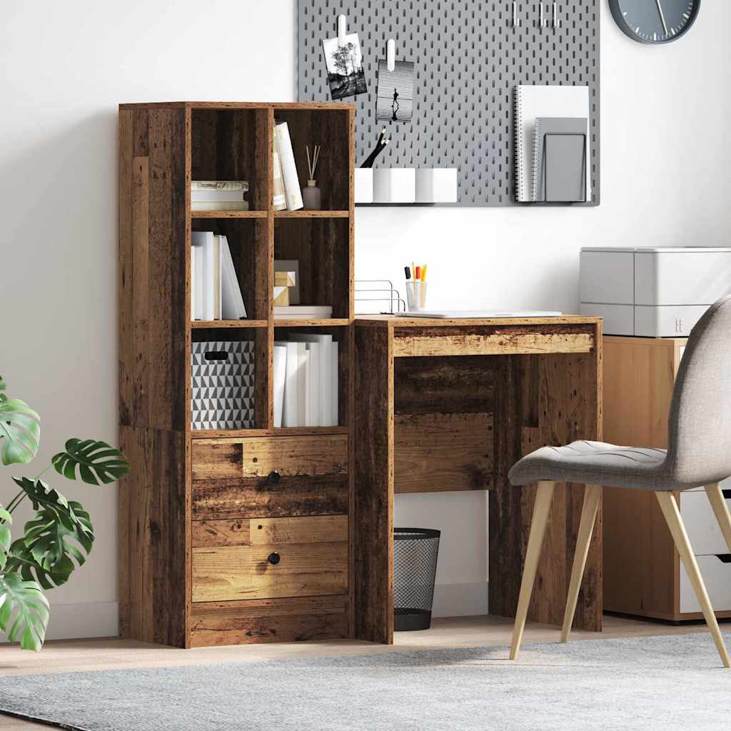 Desk with drawers 2 pcs reclaimed wood