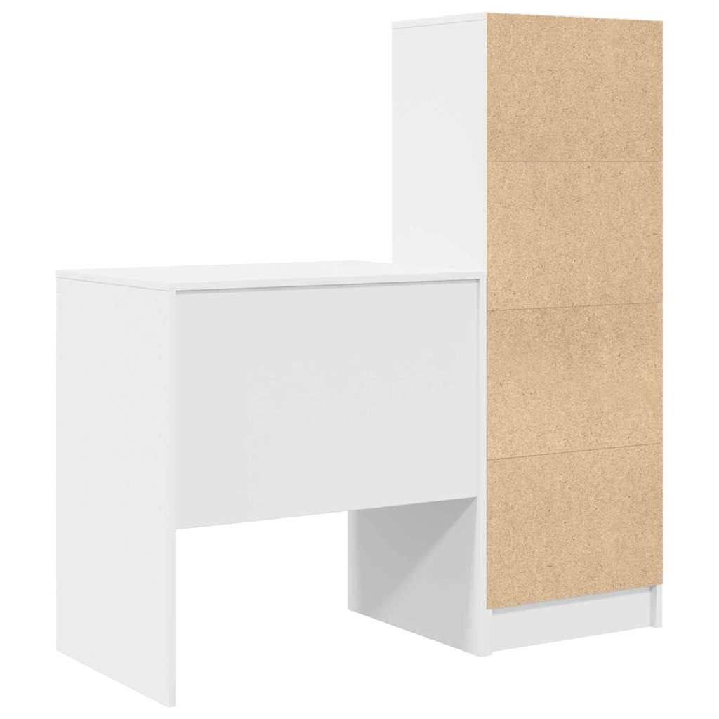 Desk with Drawers 2 pcs White