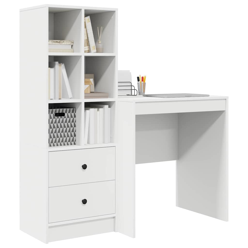 Desk with Drawers 2 pcs White