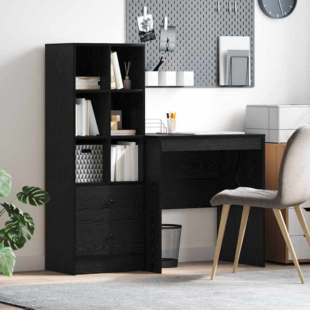 Schreibtisch mit Schubladen 2 pcs Schwarz Eichen-Optik