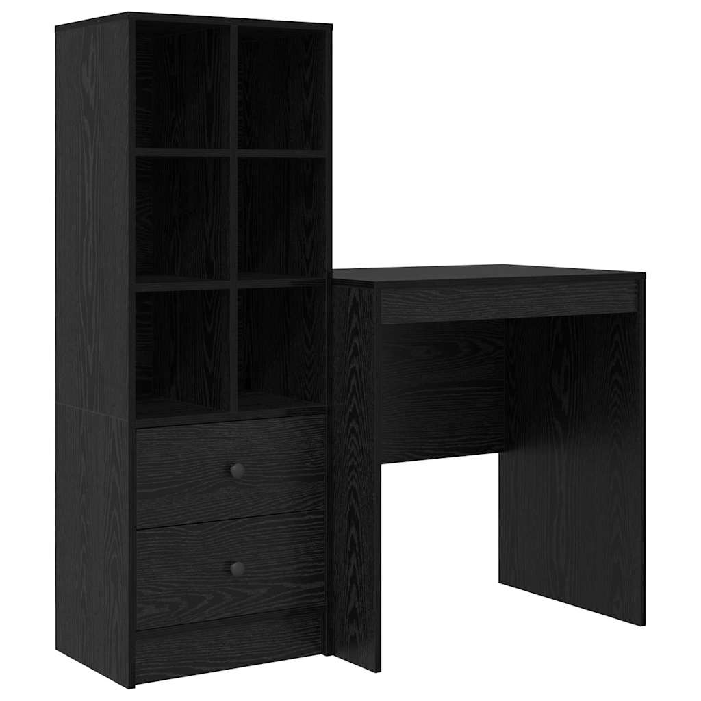 Schreibtisch mit Schubladen 2 pcs Schwarz Eichen-Optik