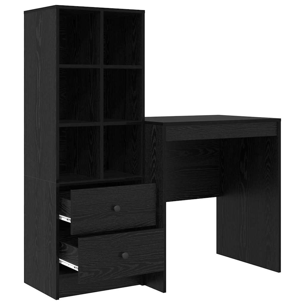 Schreibtisch mit Schubladen 2 pcs Schwarz Eichen-Optik