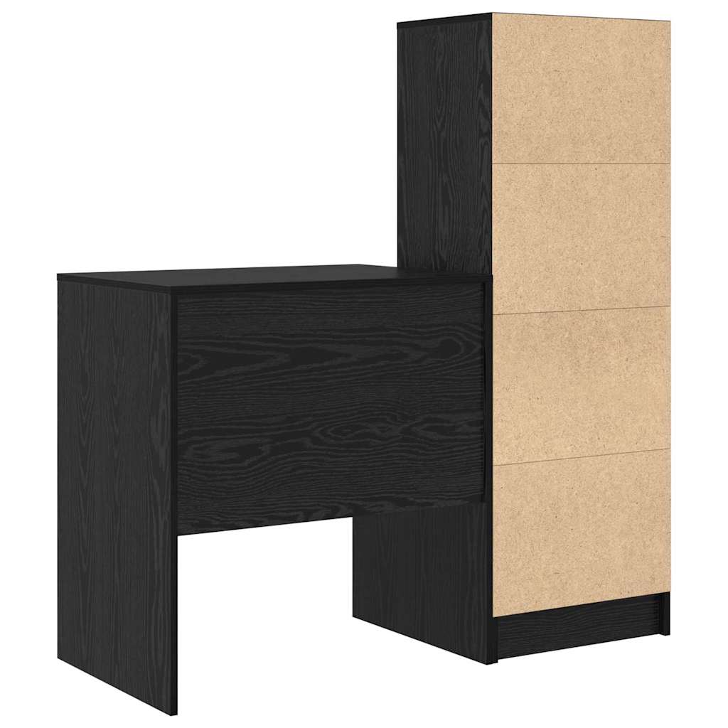 Schreibtisch mit Schubladen 2 pcs Schwarz Eichen-Optik