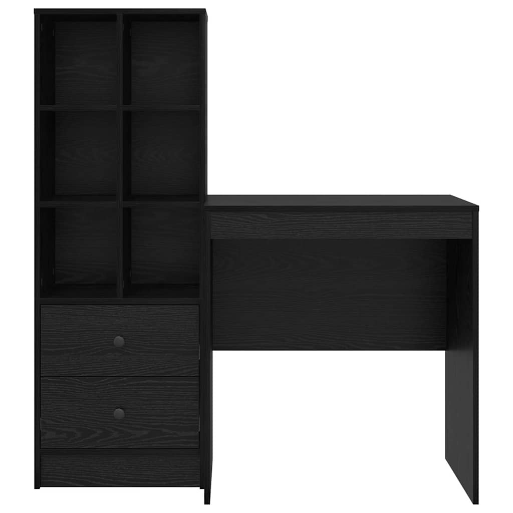 Schreibtisch mit Schubladen 2 pcs Schwarz Eichen-Optik