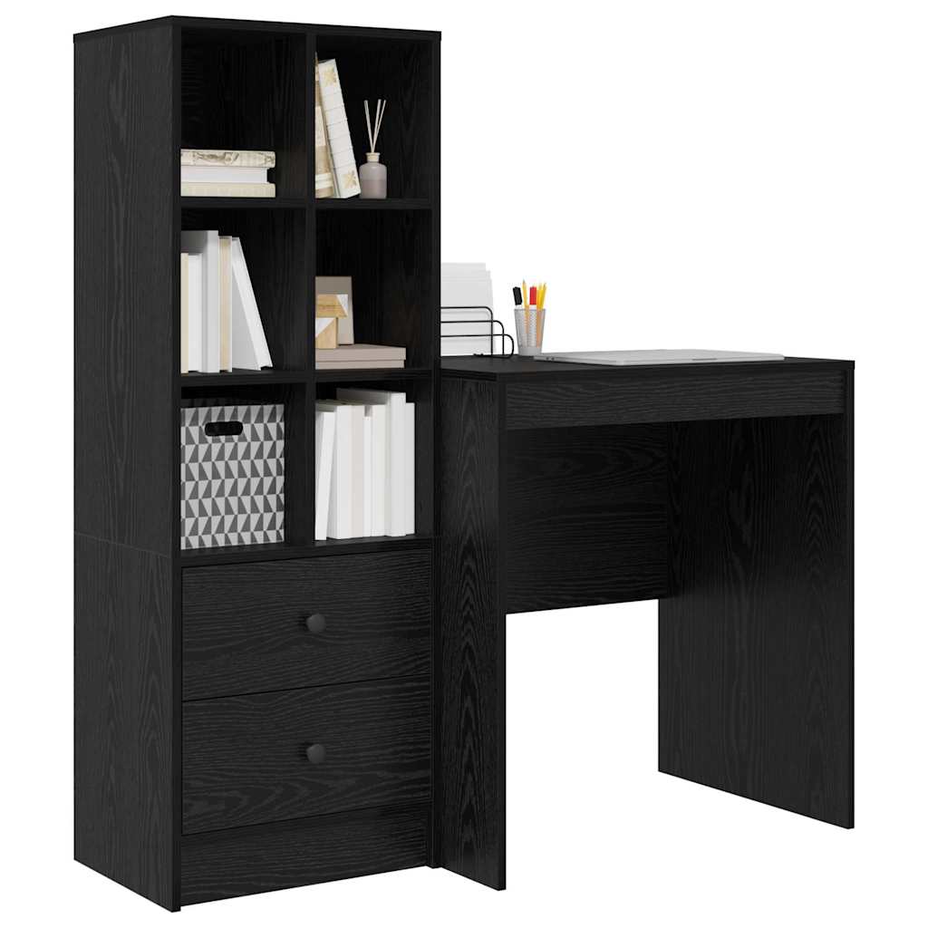 Schreibtisch mit Schubladen 2 pcs Schwarz Eichen-Optik