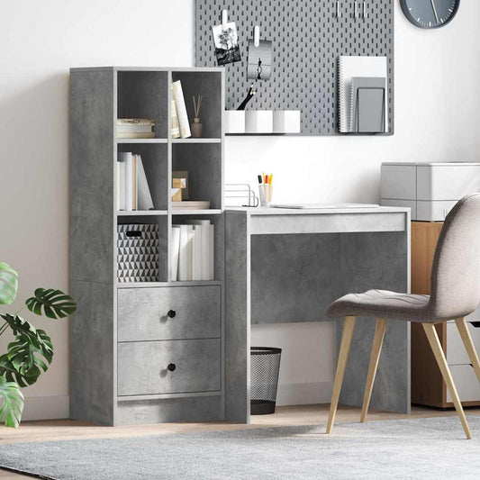 Schreibtisch mit Schubladen 2 pcs Beton Grau