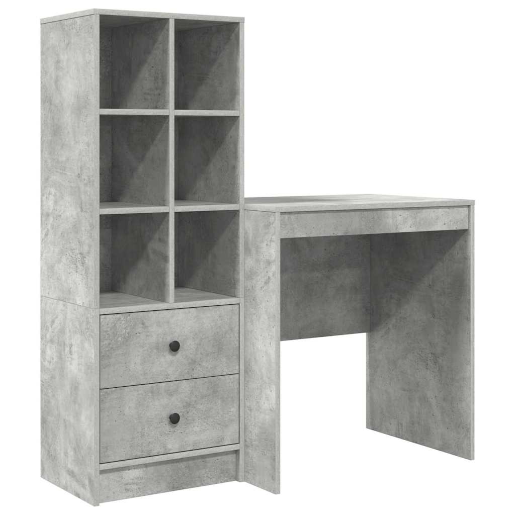 Bureau avec tiroirs 2 pcs Gris béton