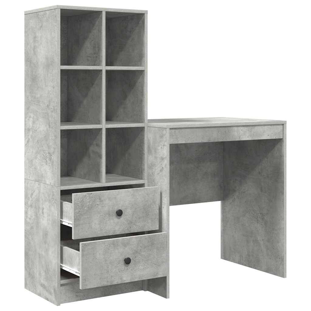 Bureau avec tiroirs 2 pcs Gris béton