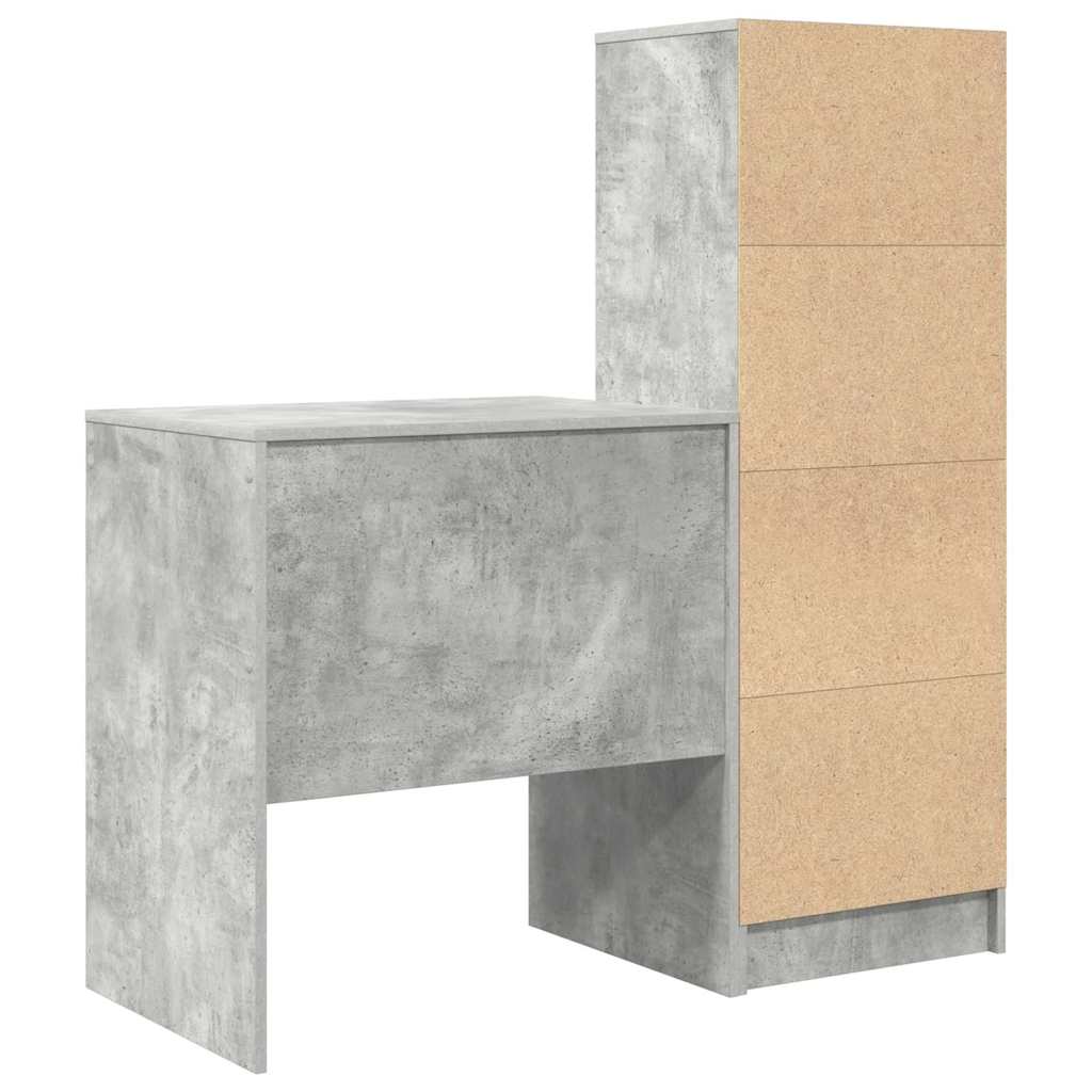 Bureau avec tiroirs 2 pcs Gris béton