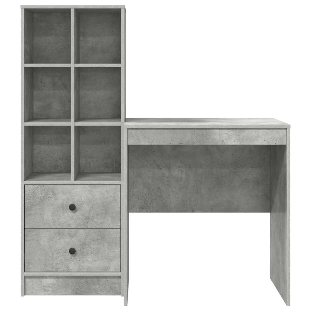Bureau avec tiroirs 2 pcs Gris béton