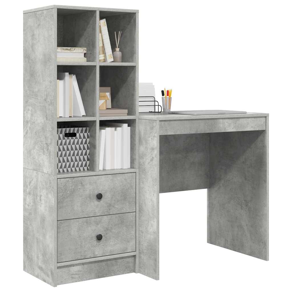 Bureau avec tiroirs 2 pcs Gris béton