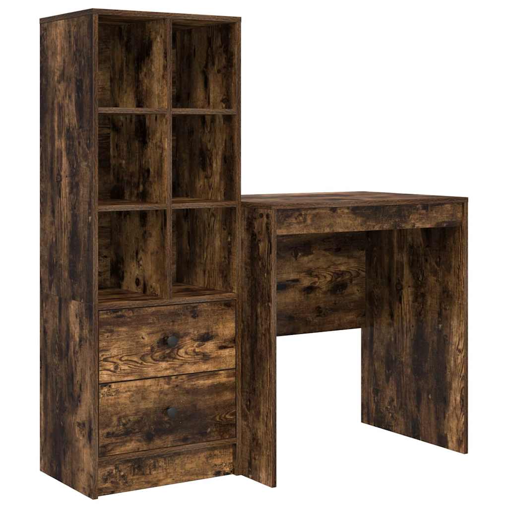 Schreibtisch mit Schubladen 2 pcs Geräucherte Eiche