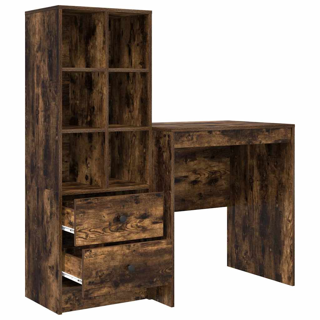 Schreibtisch mit Schubladen 2 pcs Geräucherte Eiche
