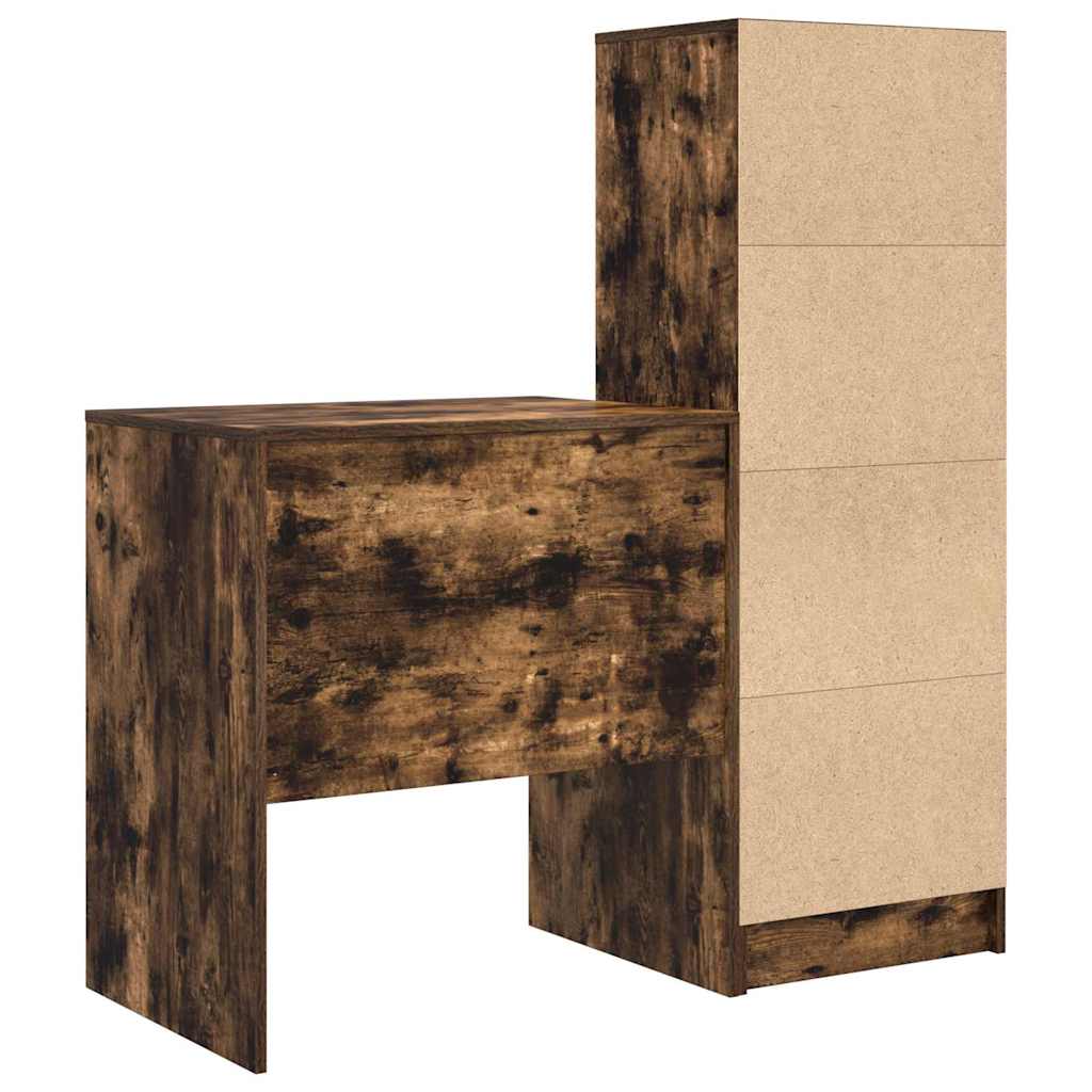 Schreibtisch mit Schubladen 2 pcs Geräucherte Eiche