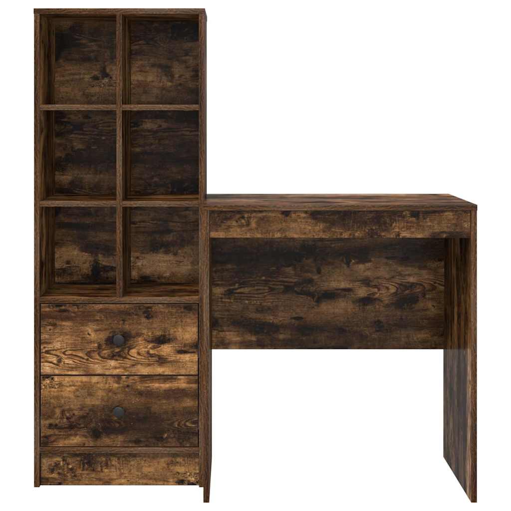 Schreibtisch mit Schubladen 2 pcs Geräucherte Eiche