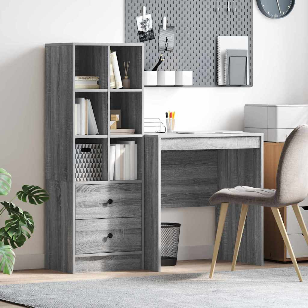 Desk with drawers 2 pcs Sonoma Grey