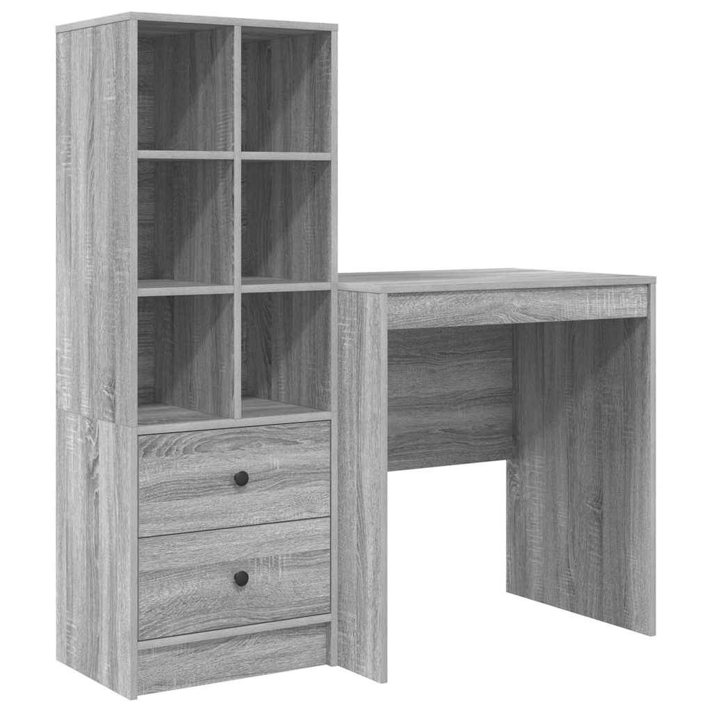 Desk with drawers 2 pcs Sonoma Grey