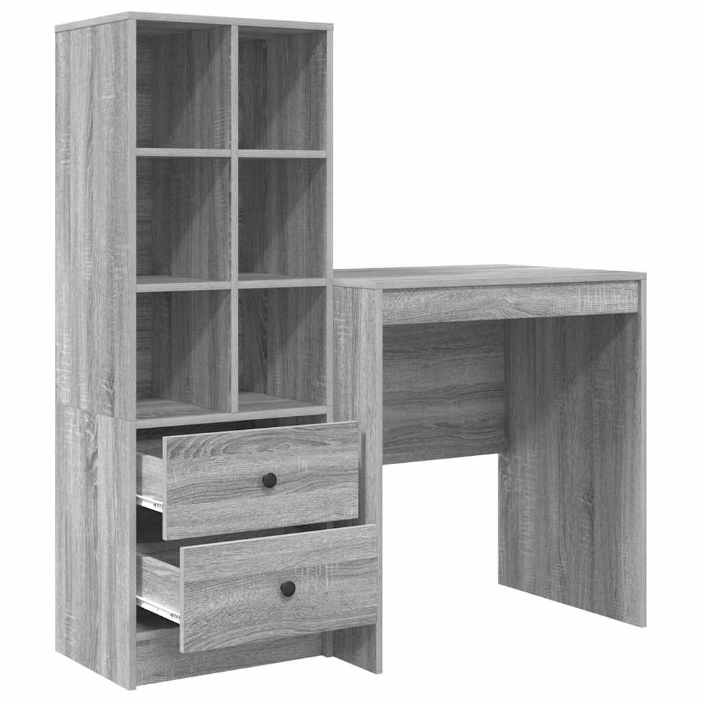 Desk with drawers 2 pcs Sonoma Grey