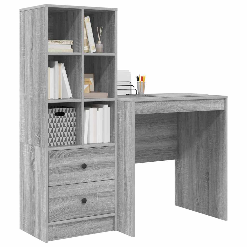 Desk with drawers 2 pcs Sonoma Grey