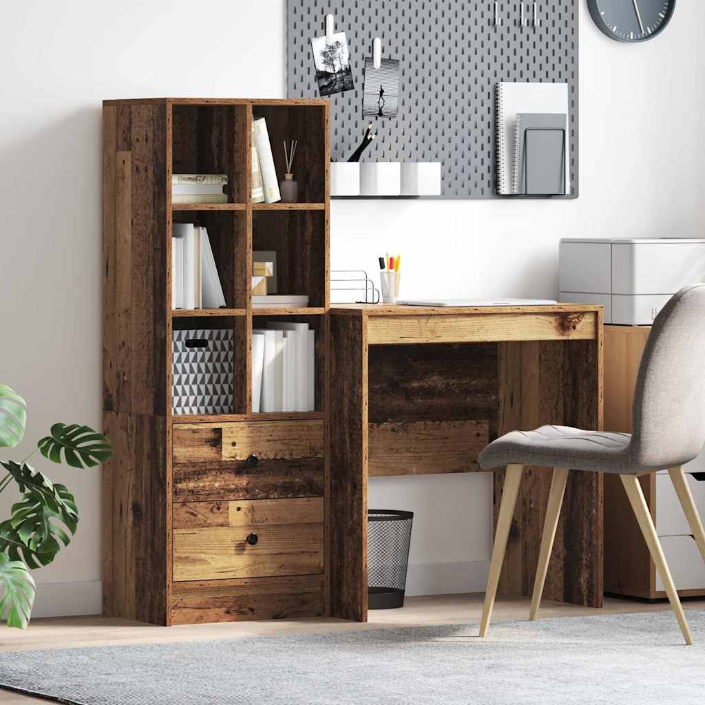 Desk with Drawers 2 pcs Reclaimed Wood