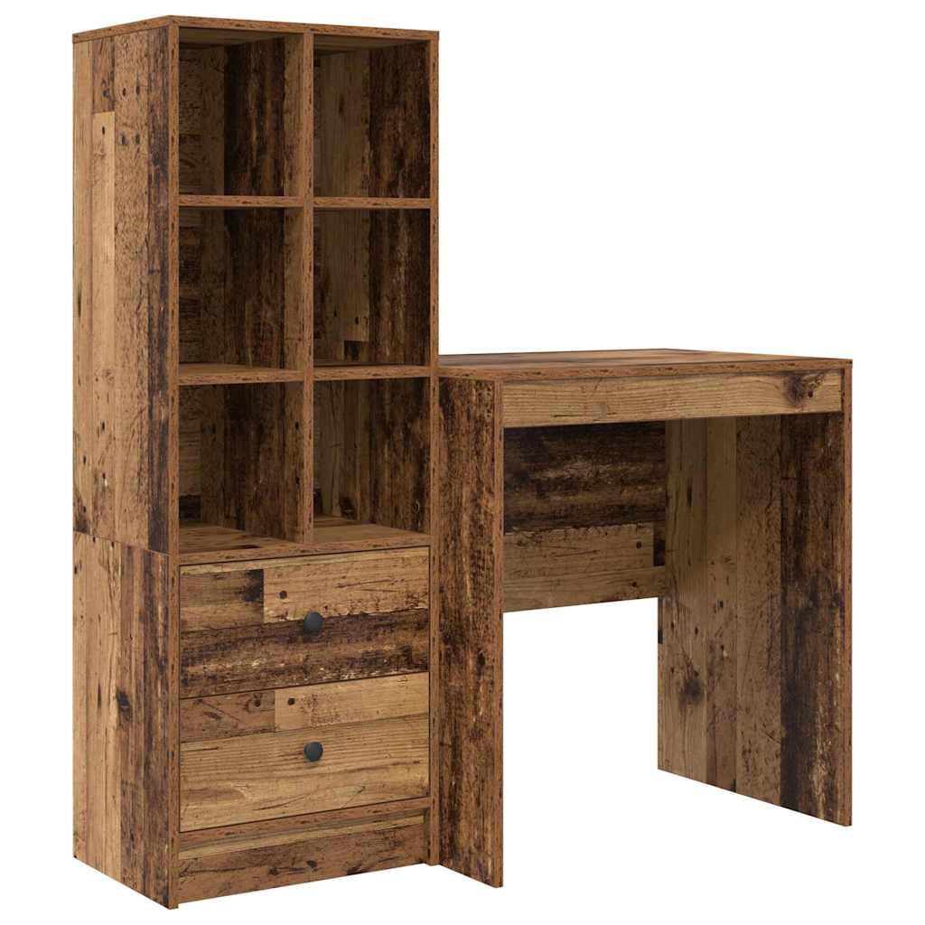 Desk with Drawers 2 pcs Reclaimed Wood