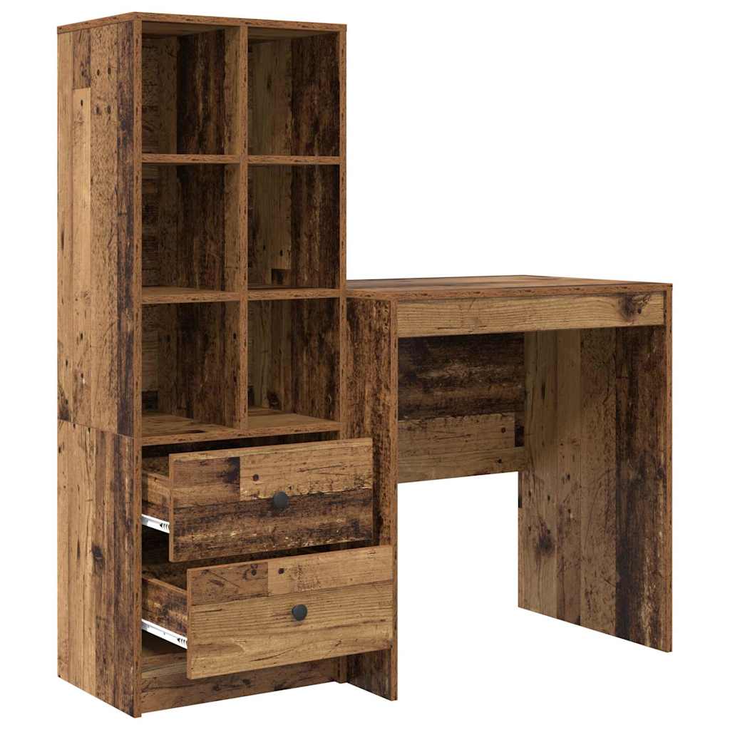 Desk with Drawers 2 pcs Reclaimed Wood