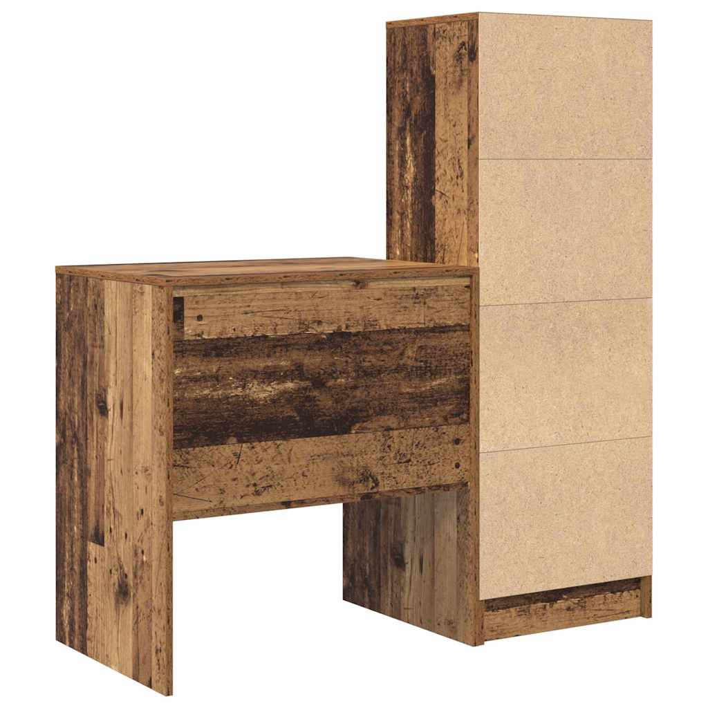 Desk with Drawers 2 pcs Reclaimed Wood