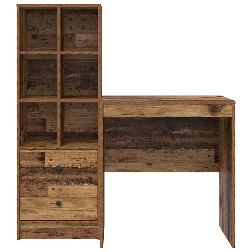 Desk with Drawers 2 pcs Reclaimed Wood