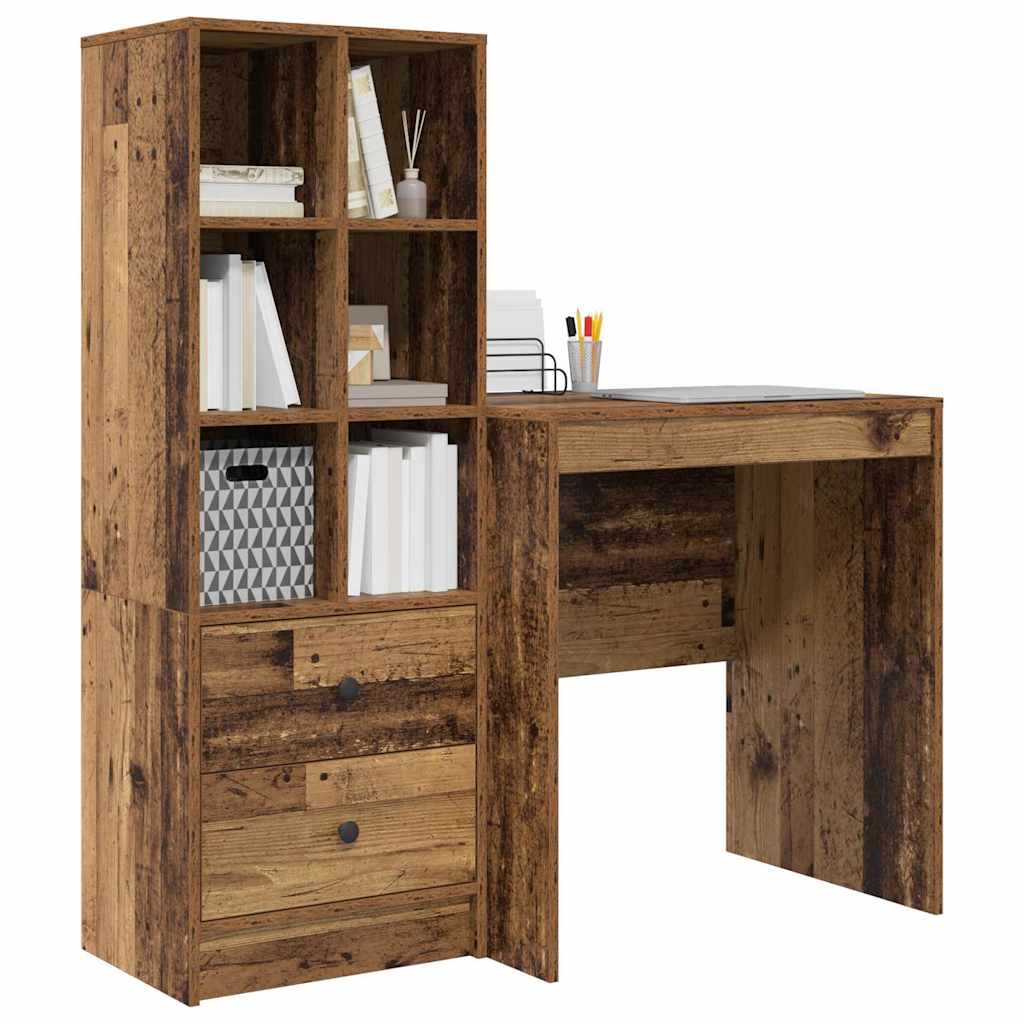 Desk with Drawers 2 pcs Reclaimed Wood