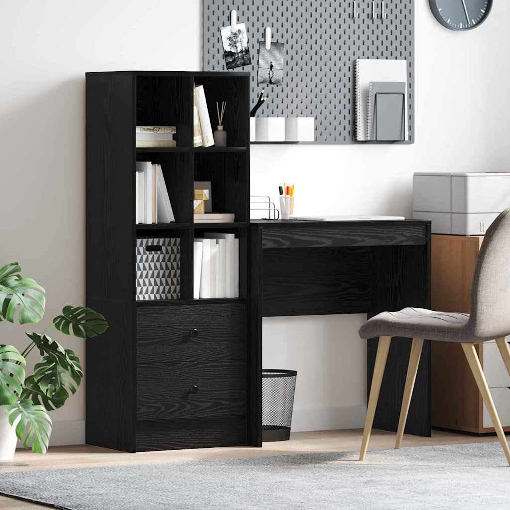 Desk with Drawers 2 pcs Black Oak Look