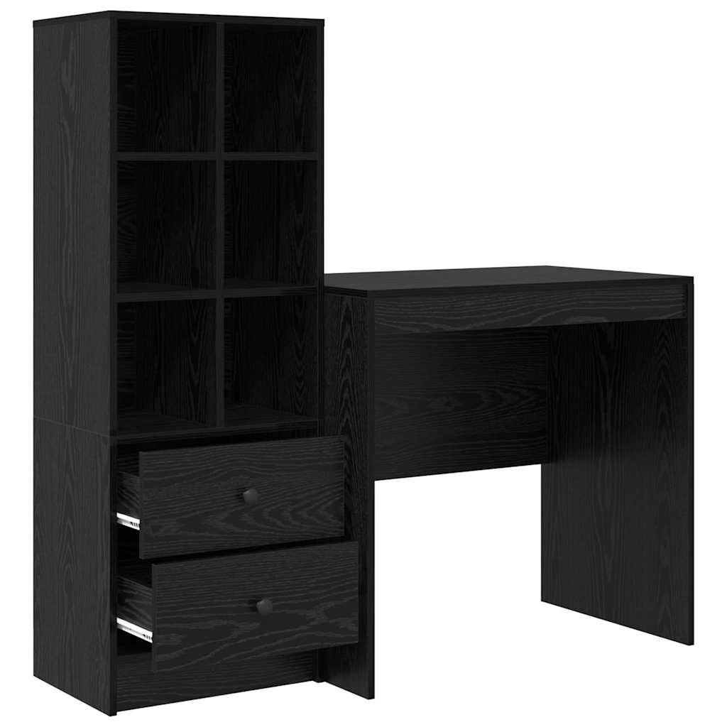 Desk with Drawers 2 pcs Black Oak Look