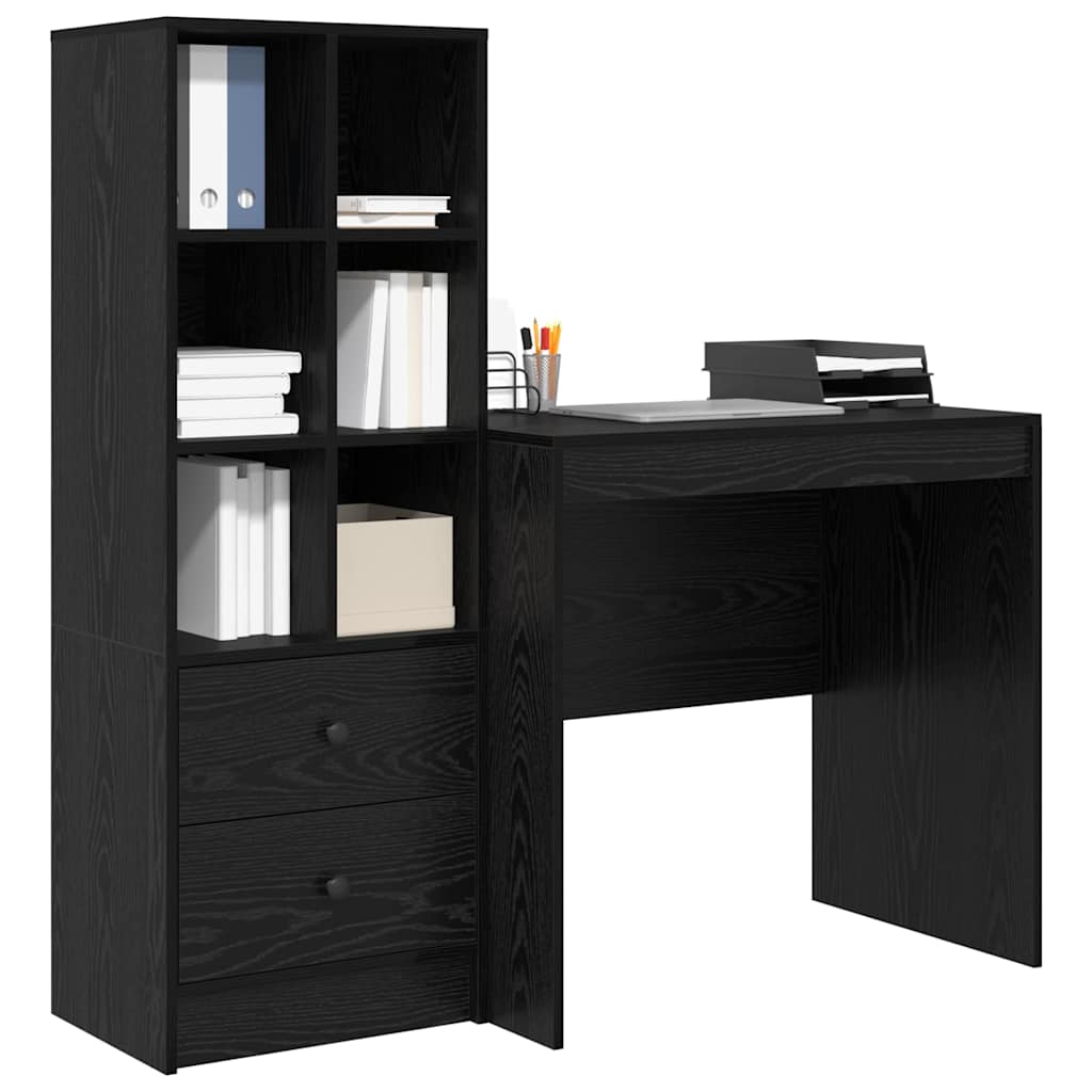 Desk with Drawers 2 pcs Black Oak Look