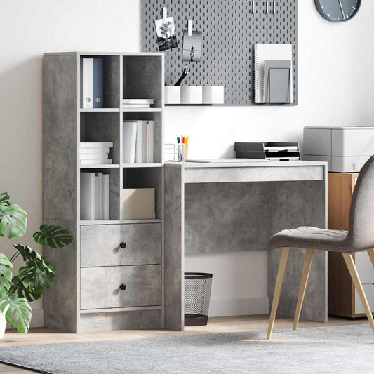 Schreibtisch mit Schubladen 2 pcs Beton Grau