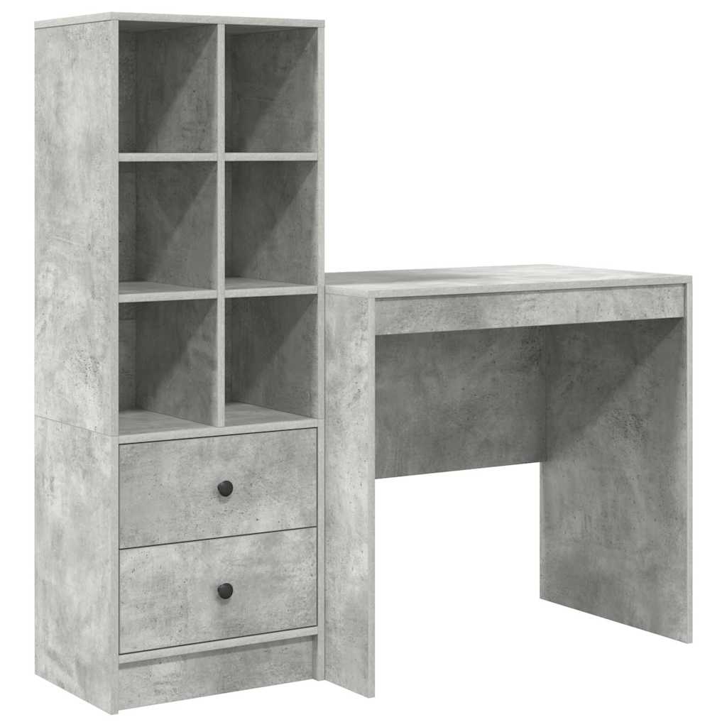 Bureau avec tiroirs 2 pcs Béton Gris
