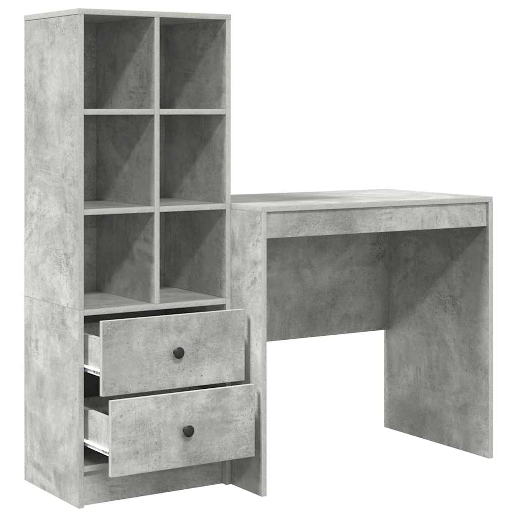 Bureau avec tiroirs 2 pcs Béton Gris