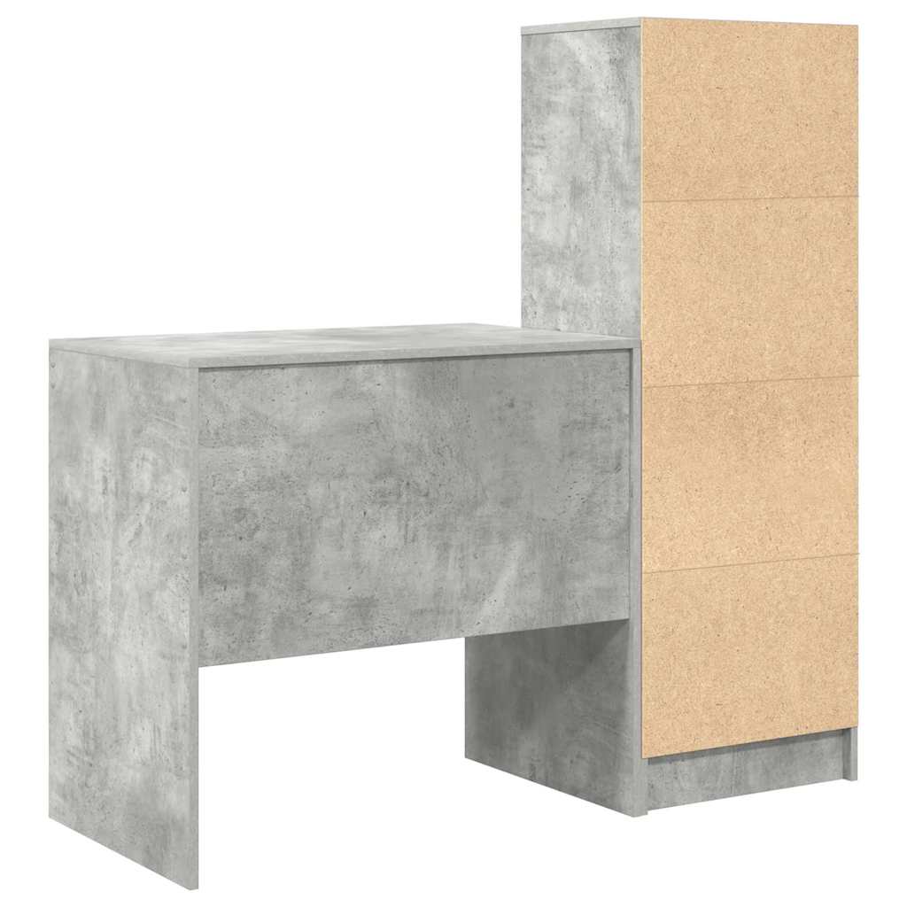 Bureau avec tiroirs 2 pcs Béton Gris