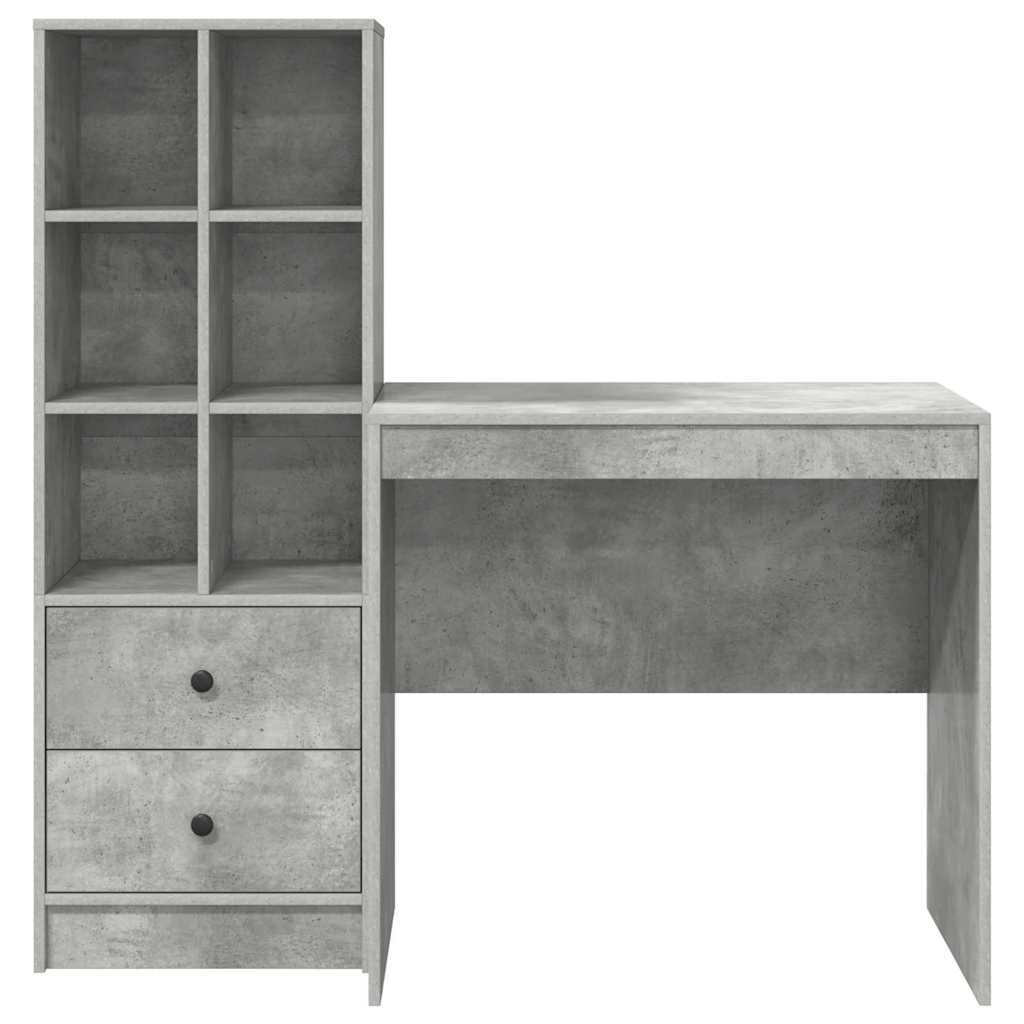 Bureau avec tiroirs 2 pcs Béton Gris