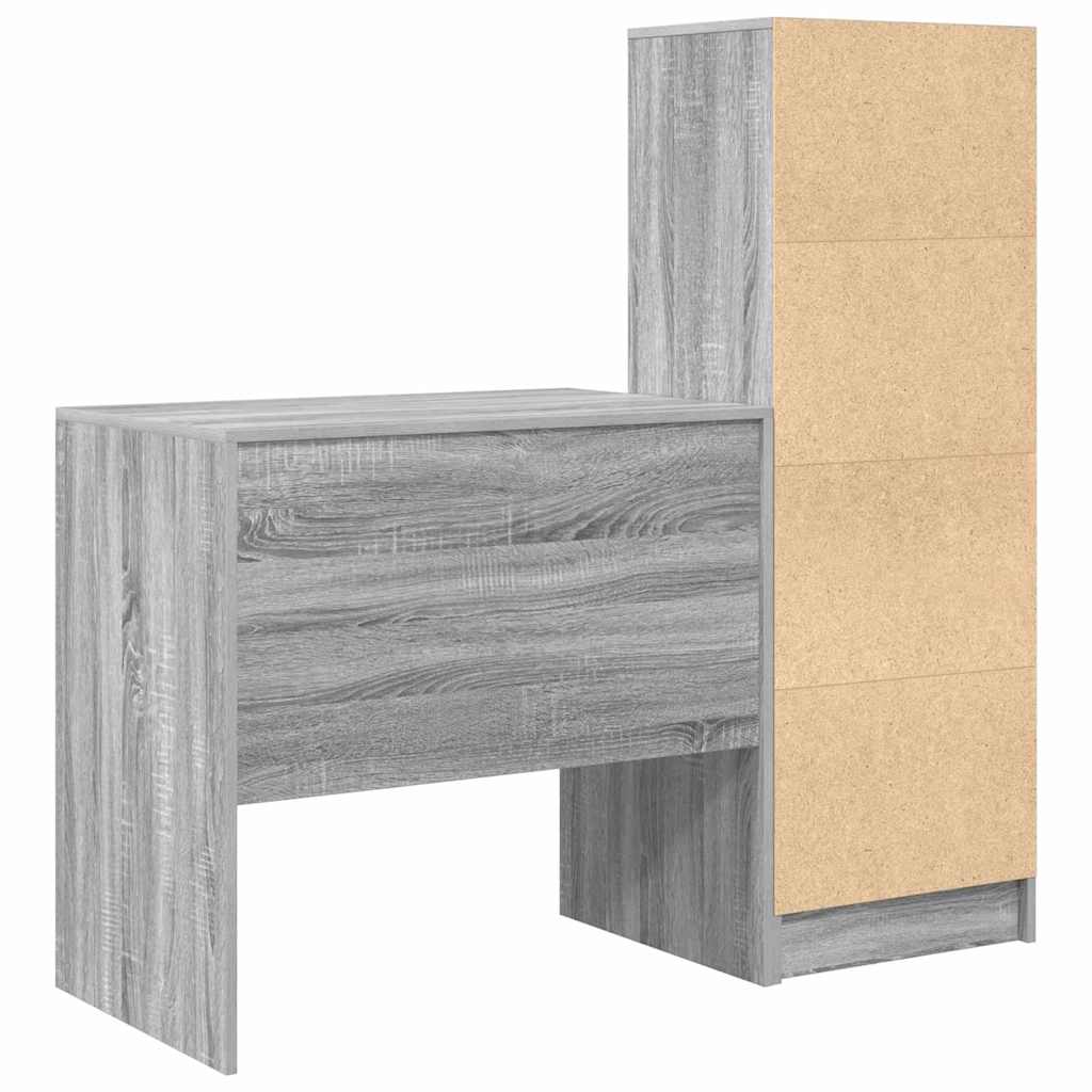 Bureau avec tiroirs 2 pcs Sonoma gris