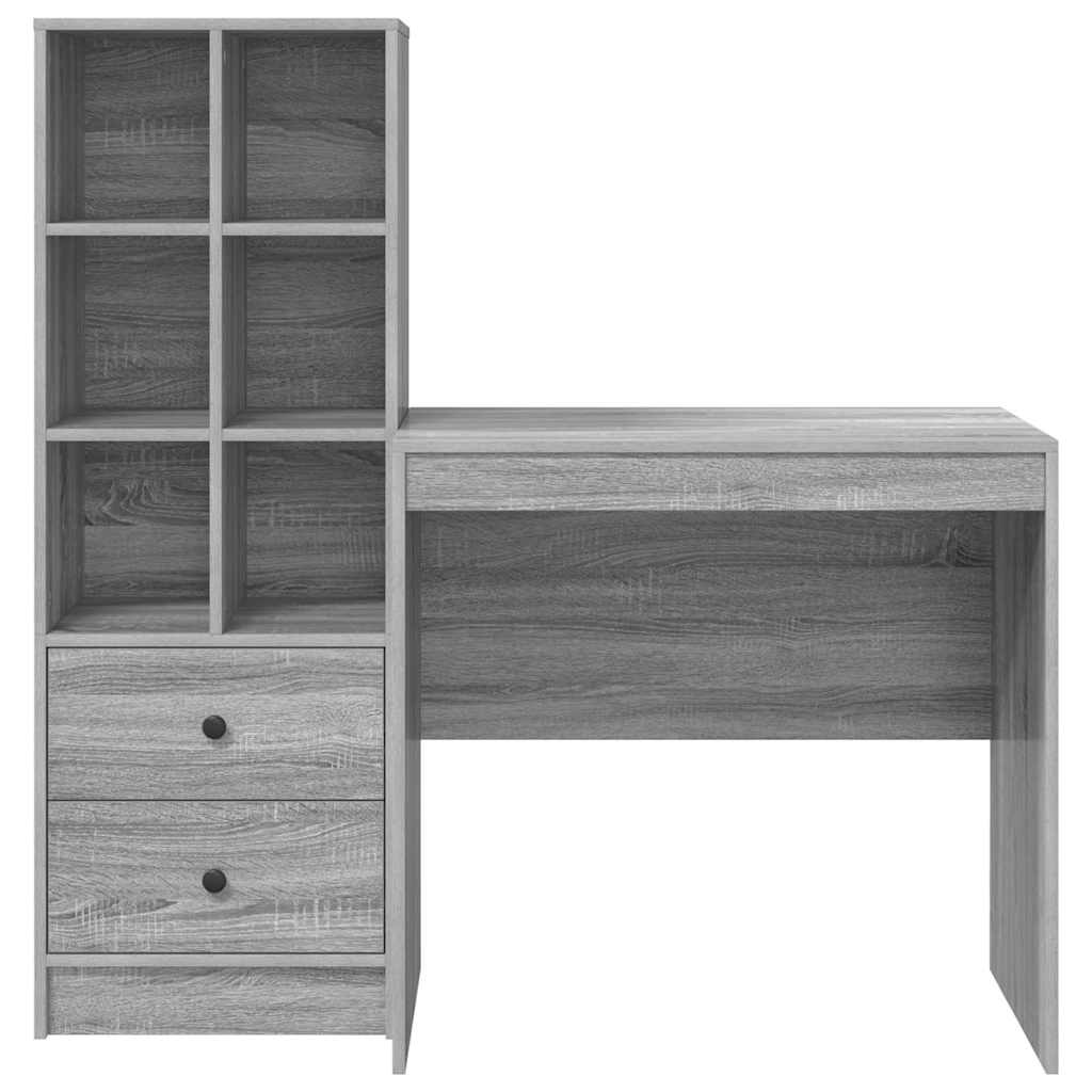 Bureau avec tiroirs 2 pcs Sonoma gris