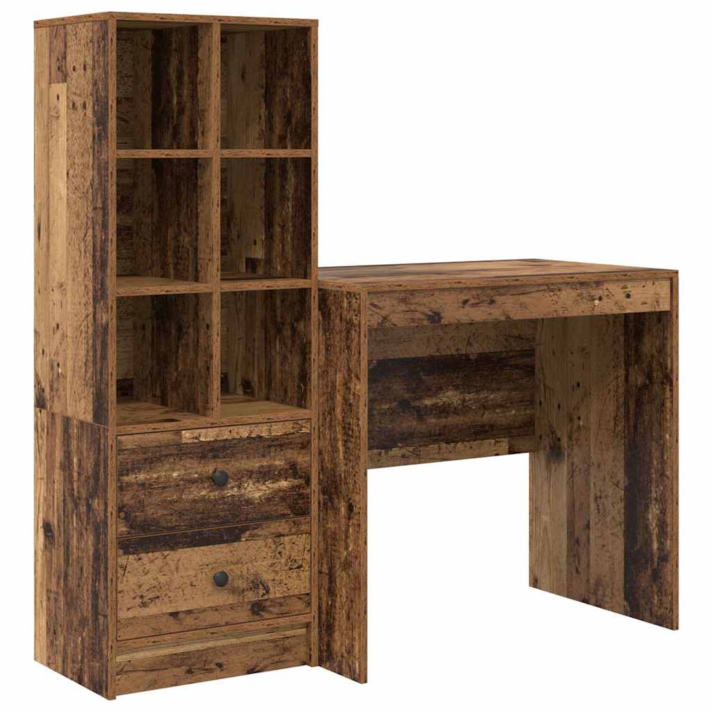 Schreibtisch mit Schubladen 2 pcs Altholz