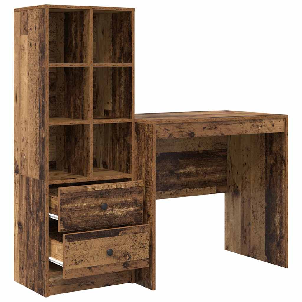 Schreibtisch mit Schubladen 2 pcs Altholz