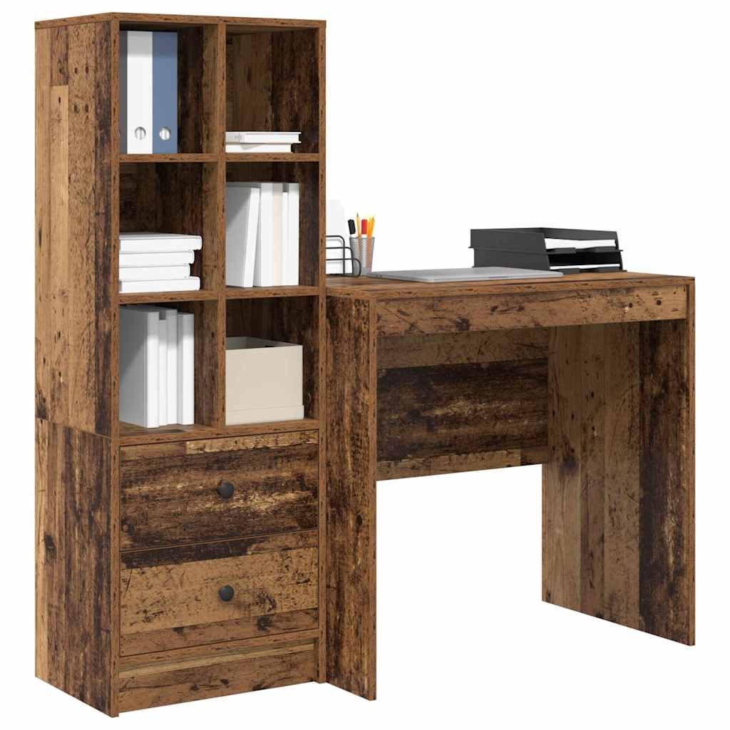 Schreibtisch mit Schubladen 2 pcs Altholz