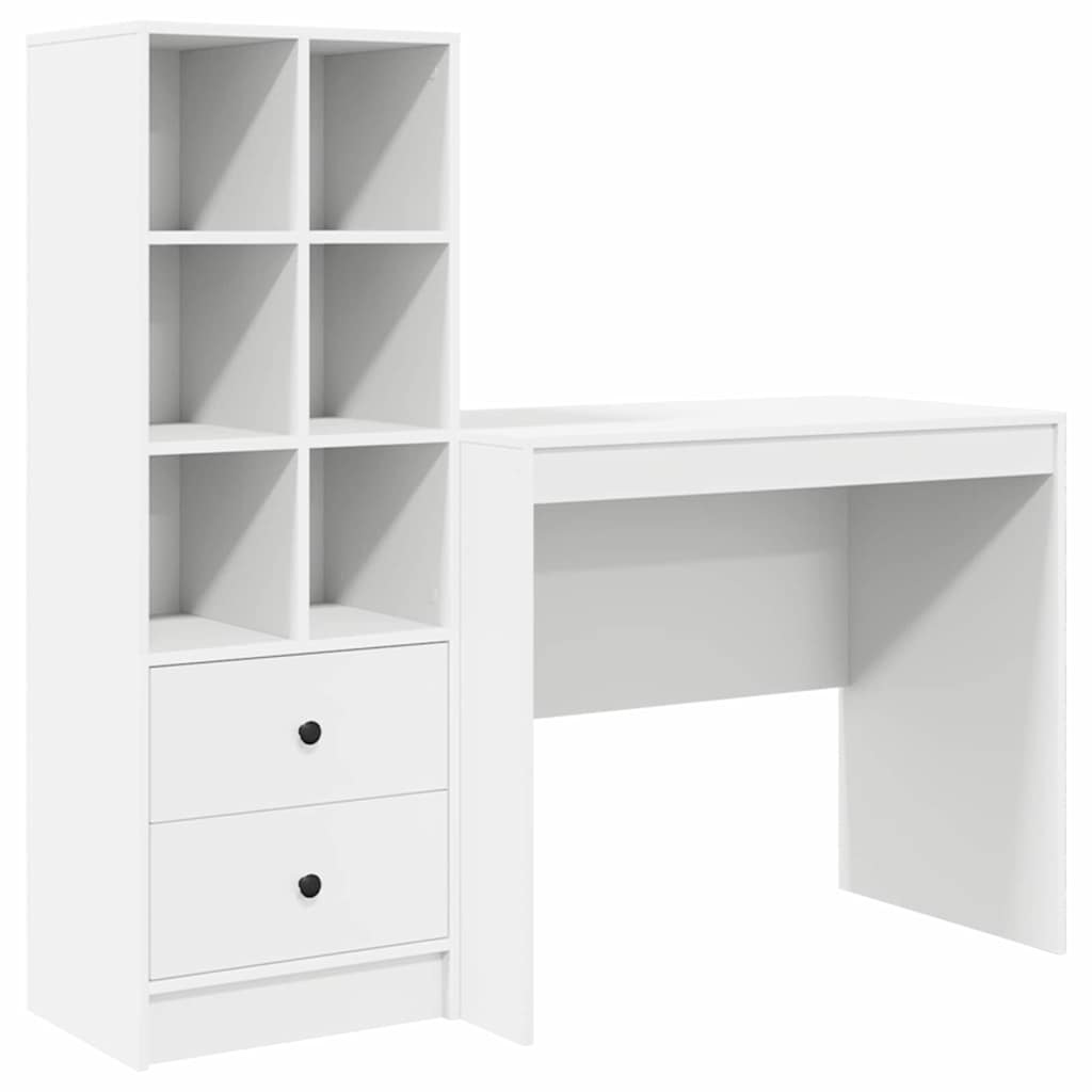 Schreibtisch mit Schubladen 2 pcs Weiß