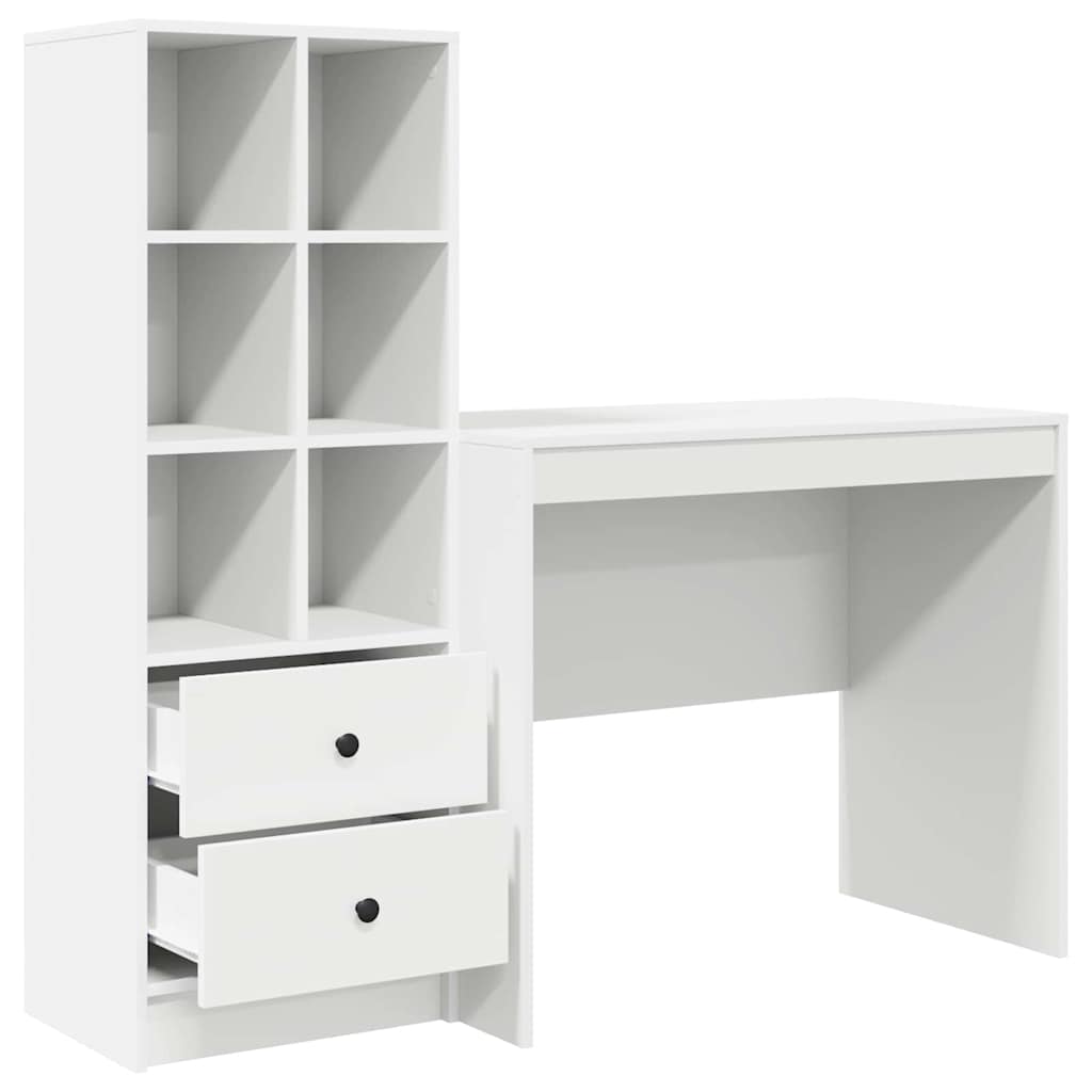 Schreibtisch mit Schubladen 2 pcs Weiß