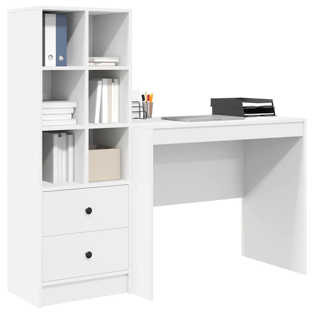 Schreibtisch mit Schubladen 2 pcs Weiß