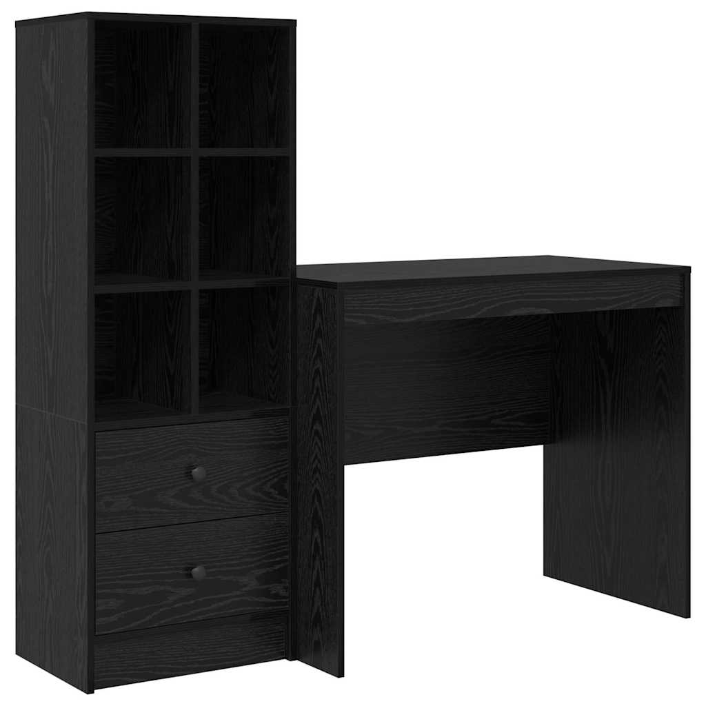 Schreibtisch mit Schubladen 2 pcs Schwarz Eichen-Optik
