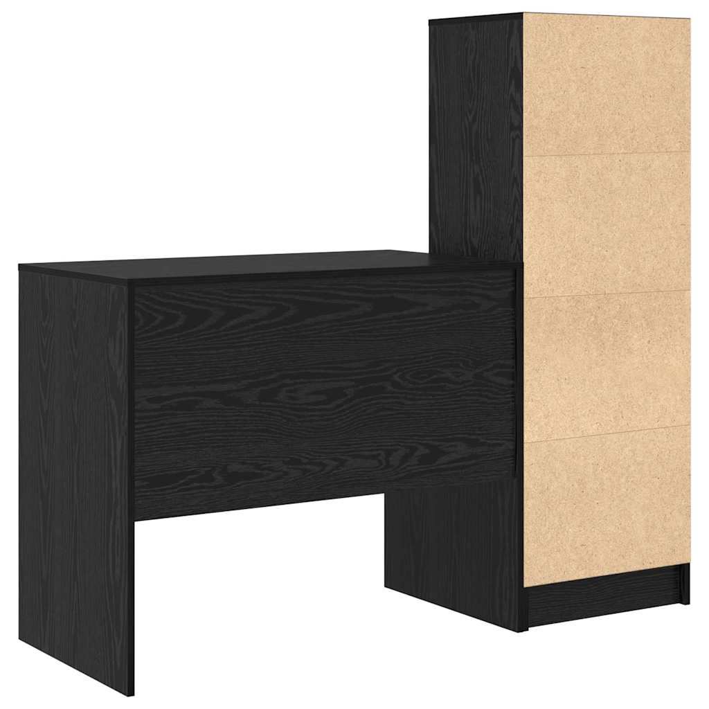 Schreibtisch mit Schubladen 2 pcs Schwarz Eichen-Optik