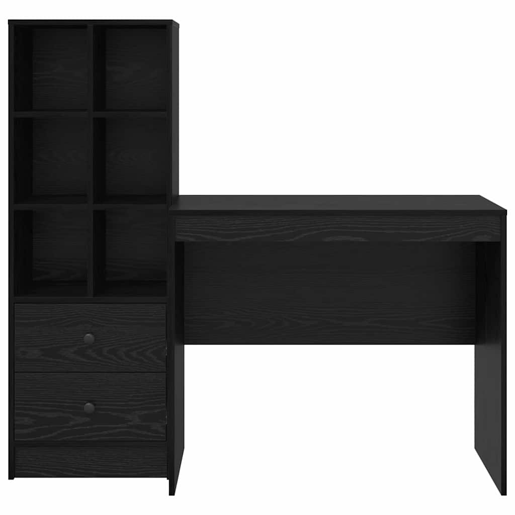 Schreibtisch mit Schubladen 2 pcs Schwarz Eichen-Optik