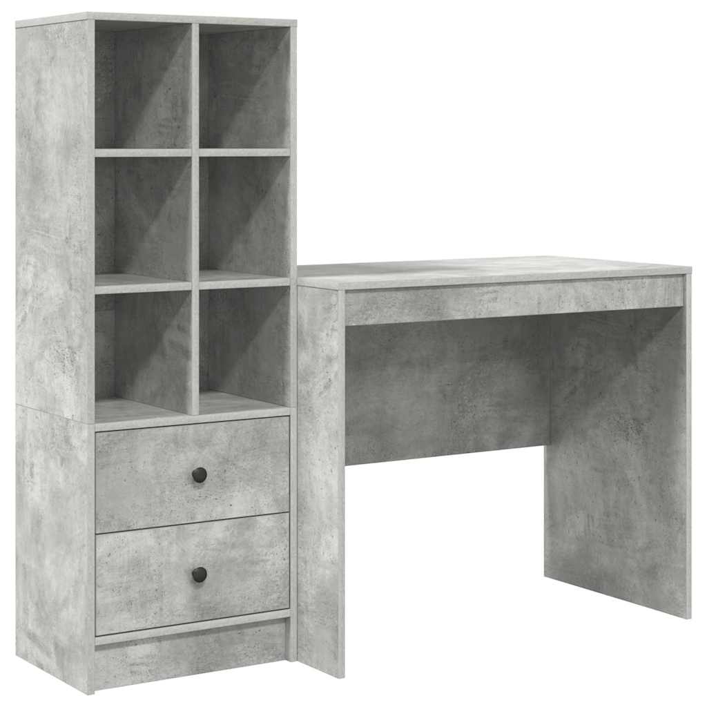 Schreibtisch mit Schubladen 2 pcs Beton Grau