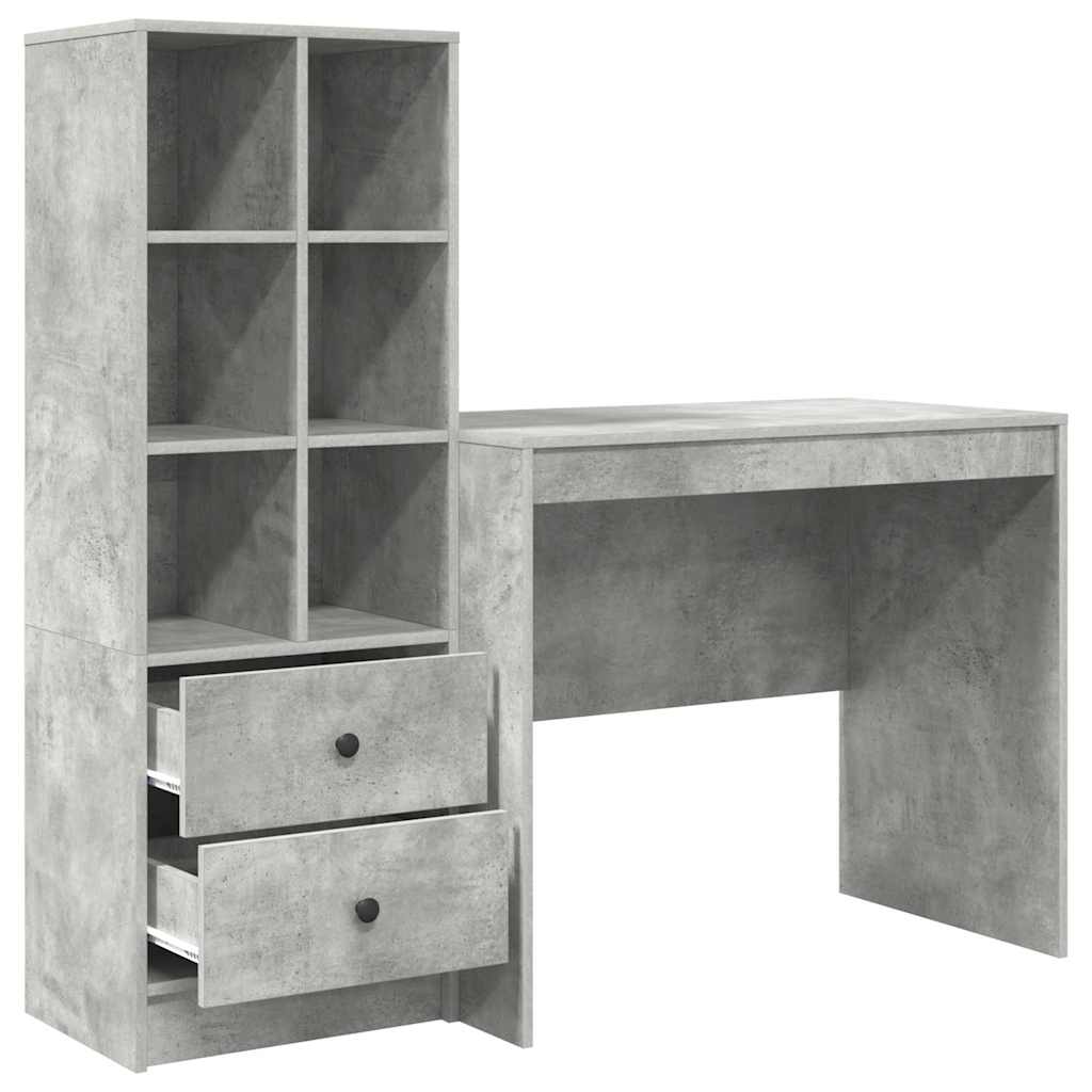 Schreibtisch mit Schubladen 2 pcs Beton Grau